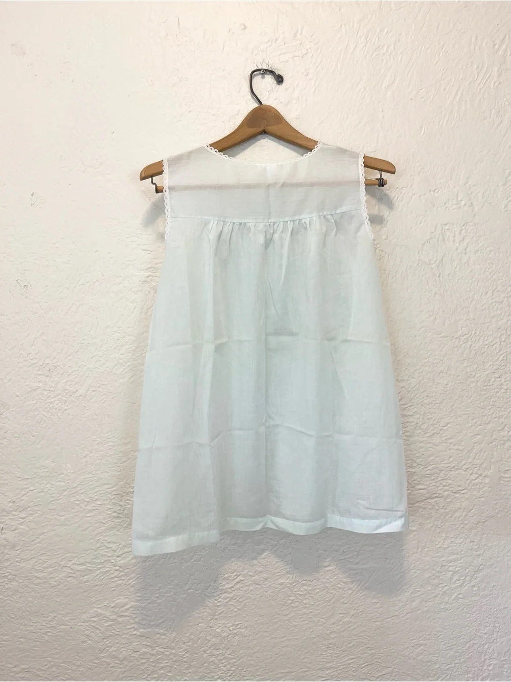 Vintage Micro Mini Babydoll Sleep Dress Blue Eyelet Lace Floral XS - Picture 14 of 14